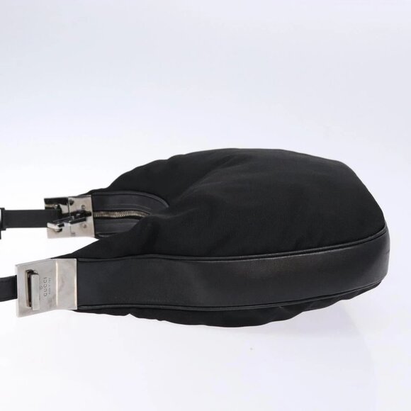 GUCCI Shoulder Bag Nylon Leather Black Silver 001 - Picture 4 of 16
